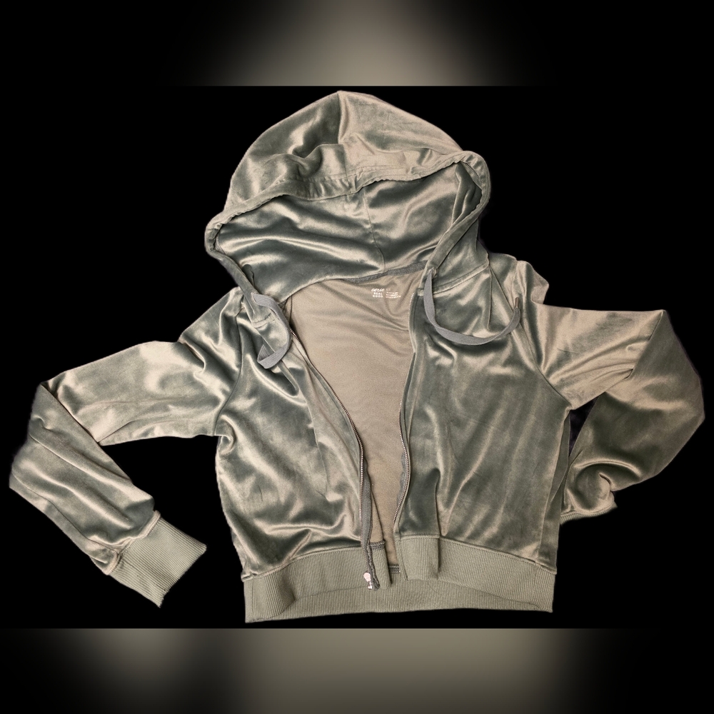 Velvet Hoodie in Sage Green